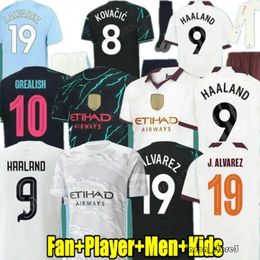 23 24 HAALAND Soccer Jerseys Man City Football Shirt DE BRUYNE RODRIGO GREALISH FODEN MANS CITIES BERNARDO RUBEN DOKU ALVAREZ Fans Player Men Kids Kit Sets 865