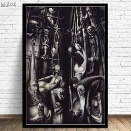 Paintings Hr Giger Li II Alien Poster Horror Artwork Posters And Prints Wall Art Picture Canvas Painting For Living Room Home Deco197P