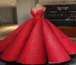 Luxury Sparkly Beaded Sequined Ball Gown Quinceanera Dress Vintage Spaghetti Sweet 16 Dresses Red Long Formal Party Evening Gown 23962921