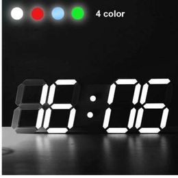 Modern Digital LED Table Desk Night Wall Clock Alarm Watch 24 or 12 Hour Display Table stand Clocks wall attached USB Battery344T
