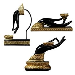 Candle Holders Bergamot Candlestick Resin Finger Gesture Holder Decor Zen Buddha Hand Stick Home Desktop271U