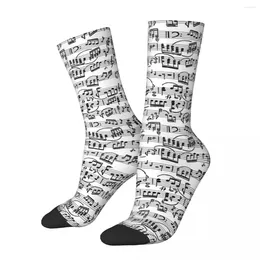 Men's Socks Music Pattern Note Instrument Musical Listening Unisex Winter Windproof Happy Street Style Crazy Sock