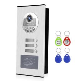 Brushes Video Door Phone Doorbell Camera Outdoor Unit Rfid Keyfobs Unlock for Lowrise Building Multi 2/ 3/ 4/ 6/ 8 Apartments Intercom