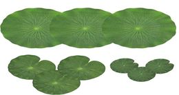 Pack Of 9 Artificial Floating Foam Lotus Leaves Water Lily Pads Ornaments Green Perfect for Patio Koi Fish Pond Pool Aquarium8484887