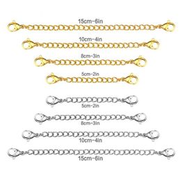 Chains Whole 8pcs lot 316L Plating Extended Chain Necklace Stainless Steel Rolo Gold Colour 2 3 4 6 Inch ChainChains263P