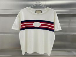 21SS Made In Italy Short sleeve Tee Men Women High Street Luxury Fashion Red and blue striped print TShirts Summer Breathable Tsh8787291