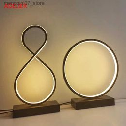 Lamps Shades Dimmable LED Table Lamps Black White Ring Desk lamp for Home Living Room Bedroom Bedside Decor lamp Night Light EU/US/AU/UK plug L240311