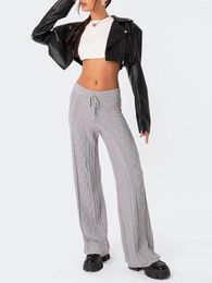 Women's Pants Ribbed Knit For Women Casual Drawstring High Waisted Wide Leg Palazzo Maternity Sweater Lounge Trousers