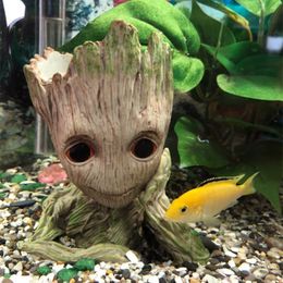 3 style Cute Cartoon Tree Man Aquarium Ornament Resin Fish Tank Cave Stone Decoration Plant Flower Pot Bonsai Garden Home Decor Y2177u