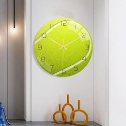 Home Decor Mute Quartz Wall Clocks Plexiglass Surface Acrylic Sport Tennis Ball Plate Fan Living Room259J