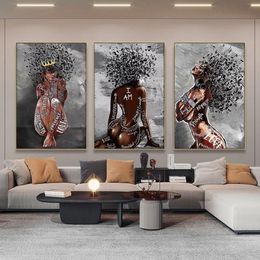 Paintings Abstract African Girl Canvas Posters And Prints Music Symbol Black Woman Art Painting Wall Pcitures For Home Decor286N