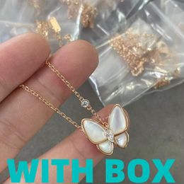 Designer Jewellery Two Butterfly Necklace Women Neck Chain Mother Of Pearl Turquoise Diamond set Pendants S925 Sliver Rose Gold Plated Link Chain Ladies Gift with BOX