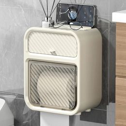 Waterproof Toilet Paper Holder Wall Mount Light Luxury Style Tissue Box Bathroom Tray Shelf Punchfree Roll Storage Boxs 240301