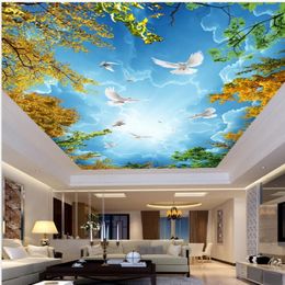 Ceiling Wall Painting Living Room Bedroom Wallpaper Home Decor Beautiful beautiful branches blue sky and white clouds ceiling mura191x