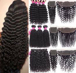 9A Brazilian Virgin Hair Bundles With Closures 4X4 Lace Closure Or 13X4 Ear To Ear Lace Frontal Closure Human Hair Bundles With Cl2733158