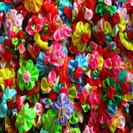 80pcs New Pet Hair Bows Flower Style Rubber bands Cute Petal accessories grooming Topknot248D