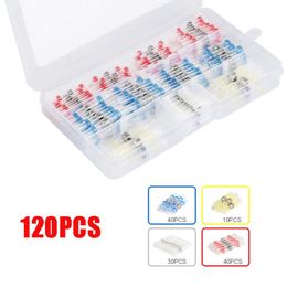 120Pcs set Solder Seal Wire Connectors Heat Shrink Butt Connector Waterproof and Insulated Electrical Wire Terminals Butt Splice 239e
