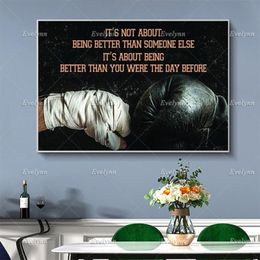 Paintings Boxing Poster It'S Not About Being Better Than Someone Else You Were Home Decor Canvas Wall Art2794