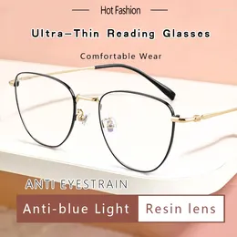 Sunglasses Ultral-Thin Reading Glasses For Women Blue Light Blocking Metal Full Frame Computer Readers Anti UV/Eyestrain/Glare