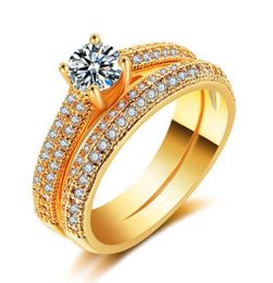 Micro Crystal Ring Diamond Zircon Engagement Rings Women Girls Bridal Wedding Rings Set Fashion Jewelry