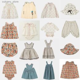 T-shirts 2023 Car Summer Kids Girls Dress Embroidery Cute Girls Top Blouse Pant Set Floral Clothes Set Fashion Baby Girl Retro Dresses L240311