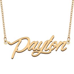 Payton name necklaces pendant Custom Personalized for women girls children best friends Mothers Gifts 18k gold plated Stainless steel