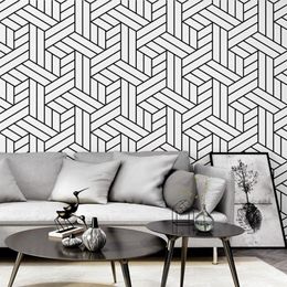 Скандинавские обои в черно-белую полоску, домашний декор, минималистичные обои с геометрическим узором для гостиной, спальни244L