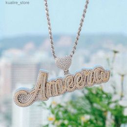 Pendant Necklaces Pass moissanite Diamond Tester Hip Hop Custom 925 Sterling Silver Name Iced Out Pendant Chain Letter Gold Pendant For Necklace L240311