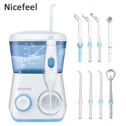 Whitening Nicefeel Oral Irrigator 600ml Dental Water Teeth Cleaner 10 Adjustable Pressure Water Flosser for Teeth Cleaning 8 Water Jet Tip