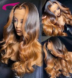 13x6 Lace Front Wigs Ombre Honey Blonde Highlight Blonde Lace Front Human Hair Wig WavyRemy Brazilian Wigs Pre Plucked For Women9093835