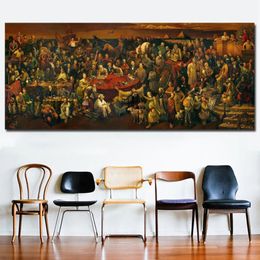 RELIABLI Huge Size Artwork Canvas Art Painting Discussing Divine Comedy Dante Wall Art Print Poster decorative painting265b