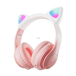 Cell Phone Earphones New gradual cat ear headset Bluetooth wireless lighting game anchor stn28H240312