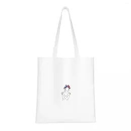Shopping Bags Flower Crown Girl Canvas Bag Folding Ladies Shoulder Fashion Travel Handbag