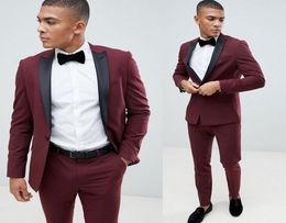 Wine Red Men039s Wedding Dress Slim Fit Suits Formal Prom Brand Designer Sports Groomsman Tuxedos Suits JacketPants9675136