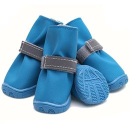 Waterproof Dog Shoes for Small Dogs Antislip Reflective Strappy Pet Snow Rain Boots For Teddy Bichon 240228