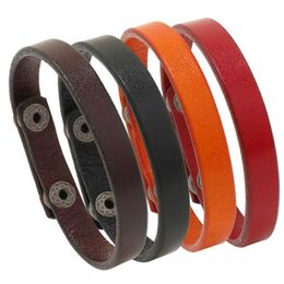 Charm Bracelets 4 Colours Simple Adjustable Leather Charm Bracelets Handmade Bangle For Men Women Party Club Fashion Jewellery Drop Deli Dhz4V