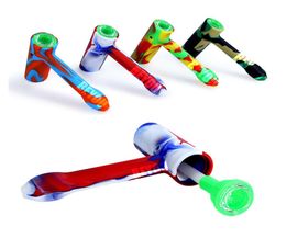 2023 Newest Silicone Pipe Small hammer shape Dry Burning Pipes Silicones Smoking Set Hookah Accessories4455788