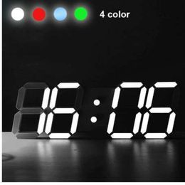 Modern Digital LED Table Desk Night Wall Clock Alarm Watch 24 or 12 Hour Display Table stand Clocks wall attached USB Battery224t