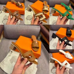 Designer Brand Summer Tach Slides, Oran Women's Sandals, Slifori di texture in pelle con scatola di scarpe originale inclusa, dimensioni 35-42