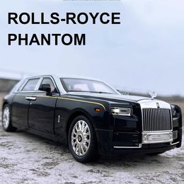 Large 1/18 Rolls-Royce Phantom Alloy Car Model Toys Diecasts Metal Sound And Light Rear-Wheel Pull Back Vehicles Gifts For Boys 240306