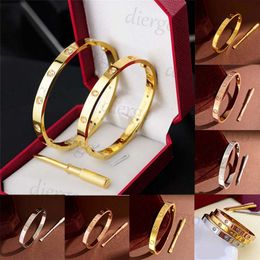 Designer Woman Men Gold Bracelet Nail Jewelry Titanium Wristband Bangle With Screwdriver Bracelets Thanksgiving Day Wedding Silver Rose Gift 6mm
