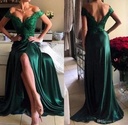 Waishidress Emerald Green Side Split Evening Dresses Sexy Off Shoulder Backless Evening Gowns Sweep Train Long Special Occasion Dr6354880