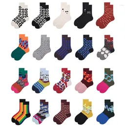 Men's Socks 21 Colors Unisex Illustration Design For Men Women Couples Skateboard Sports Cotton Hip Hop Sock Hosiery Sox 36-43