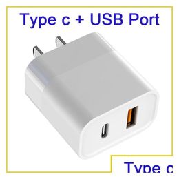 Laptop Adapters Chargers Type C Usb Dual Port 2.1A Output Wall For New Phone 12 13 Pro Max Power Adapter Poly Bag Drop Delivery Comput Otcvp