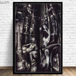 Paintings Hr Giger Li II Alien Poster Horror Artwork Posters And Prints Wall Art Picture Canvas Painting For Living Room Home Deco202N