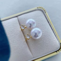 Stud Earrings 6-7mm 7-8mm 8-9mm Gorgeous Akoya White Round Pearl Earring 925s