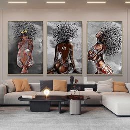 Paintings Abstract African Girl Canvas Posters And Prints Music Symbol Black Woman Art Painting Wall Pcitures For Home Decor237z