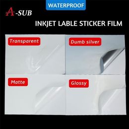 50pcs Adhesive Paper sticker film Waterproof PP PET A4 Laser Inkjet Printer Copier Craft Paper Label Matte Clear Surface film 2010206P