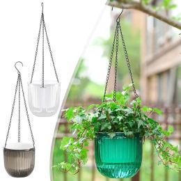 Planters Hanging Flowerpot Self Absorbing Water Planter Thickened Plastic Plants Hydroponic Plant Vases Flower Pot Wall Bonsai Decor