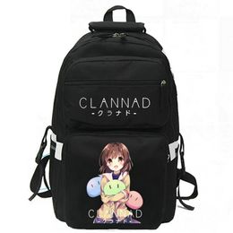 Clannad backpack Furukawa Nagisa daypack Game school bag Music Cartoon Print rucksack Casual schoolbag White Black day pack